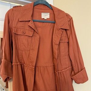 LOFT Brown Utility Jacket with Cinched Waist